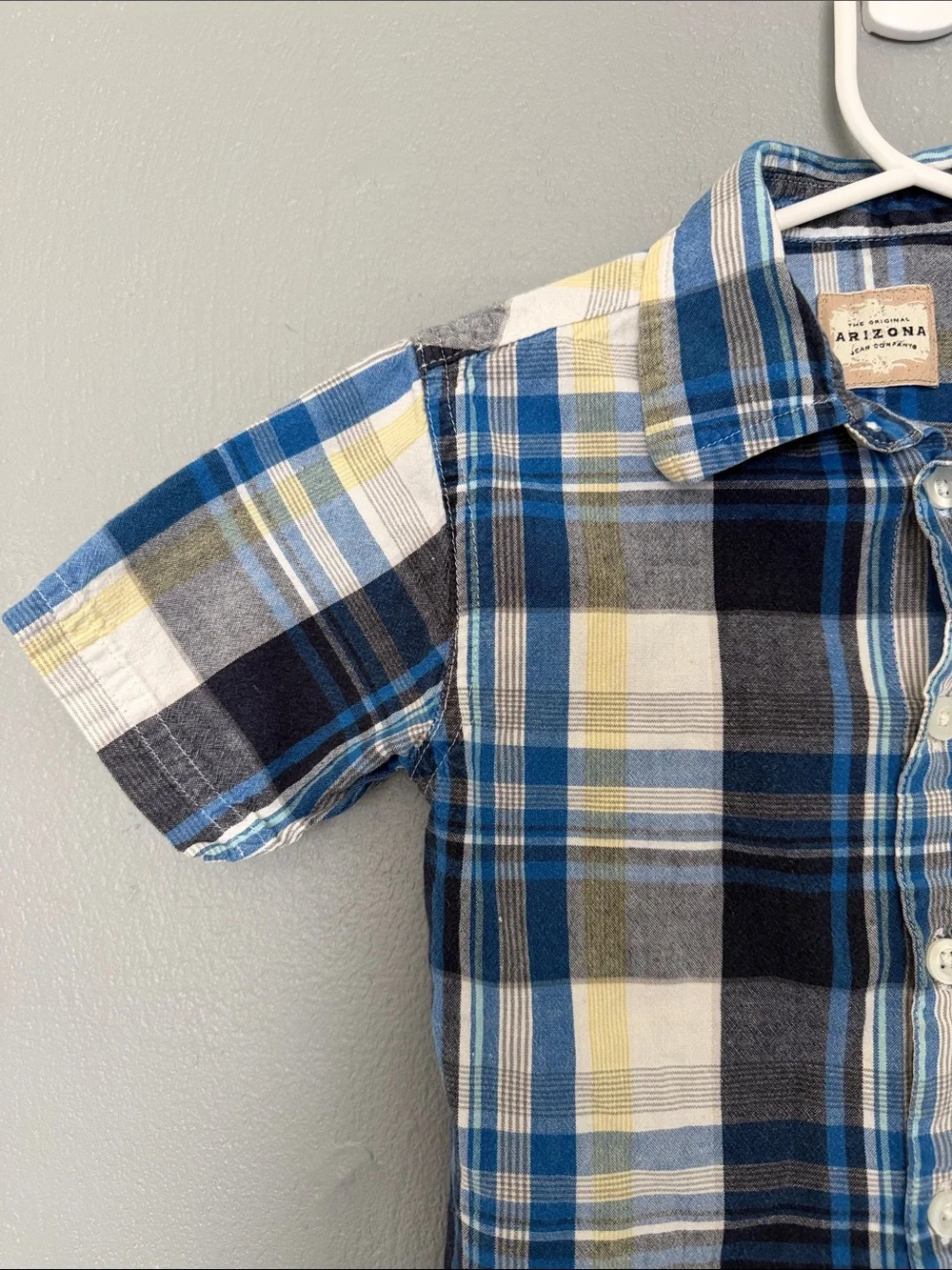 Arizona Jean Co. Boys Classic Plaid Short Sleeve Button-Down 100% CottonShirt 3T